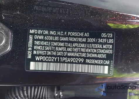 2023 Porsche Taycan Sport Turismo Gts z USA, uszkodzony, nr VIN WP0CD2Y11PSA90299